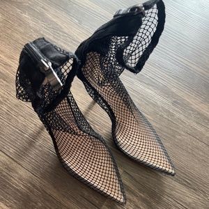 Pretty little thing black mesh heels size 6.5